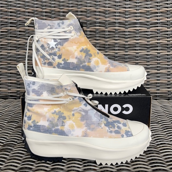 Converse Other - Converse Chuck Taylor All Star Run Star Hi Egret/White/Black Mens Washed Florals